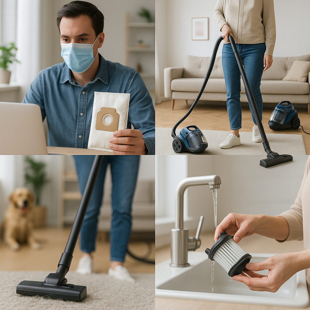 Perfiles de usuario: alergias, piso pequeño, mascotas/alfombras y quienes evitan recambios.