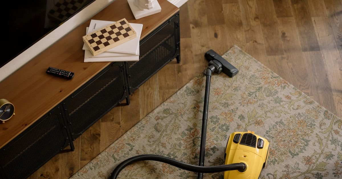 Aspiradora de trineo limpiando una alfombra — reseña Rowenta Compact Power XXL