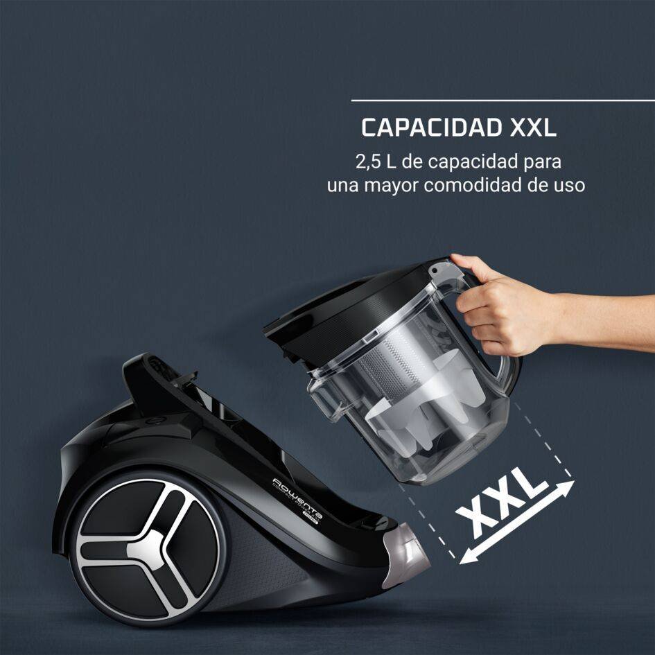 Rowenta Compact Power XXL: depósito XXL extraíble de 2,5 L sin bolsa